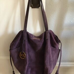 Michael Kors Large Purple Suede Shoulder Bag For Everyday Use